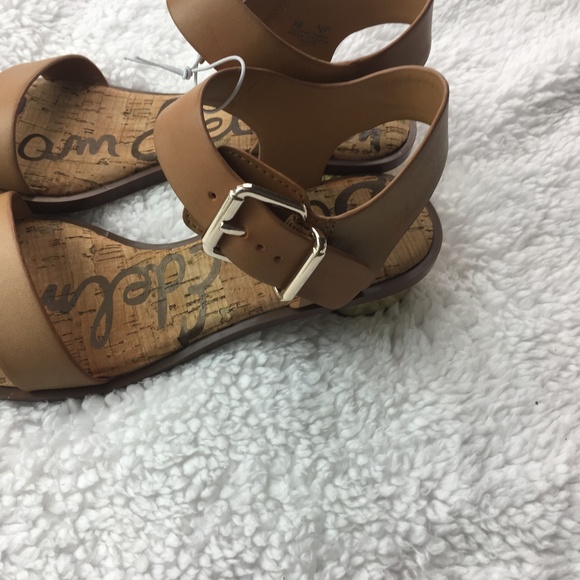 NEW! Sam Edelman Trixie sandals cognac gold heel - Picture 7 of 8